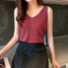 New Arrival Girl Casual Fashion Sequined Women Clothes V-neck Tank Tops Hot Selling