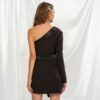 New style one shoulder sequin patchwork long sleeve party dress sexy pattern mini dress length