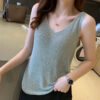 New Arrival Girl Casual Fashion Sequined Women Clothes V-neck Tank Tops Hot Selling