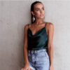 summer women sexy evening bold green Off The Shoulder plain loose tops