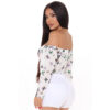 Mesh Butterfly Blouses Women Sexy Off Shoulder Boning Corset Tops Summer Print