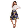 Stylish dress knee length long floral printed swing skirt