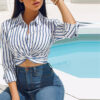 New Spring Striped Women Tops And Blouses Casual Long Sleeve Blouse Office Ladies Shirt