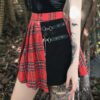 Women's irregular plaid Punk skirt