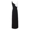 New Sexy V-neck Black and White Stitching Strap Slit Evening Dress