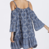 Large Size Loose Off-shoulder Dress Skirt Fashion Printed Blue Women's Dress