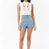 New designer embroidered blouses fashion casual women tops lace crop top