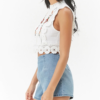 New designer embroidered blouses fashion casual women tops lace crop top